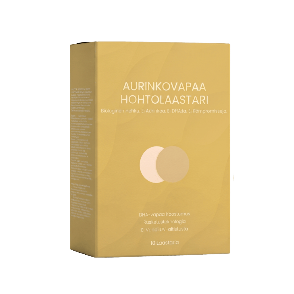 Auraton Hehku - aurinkovapaa hohtolaastari, joka tukee luonnollista hehkua ja säteilevää ulkonäköä.