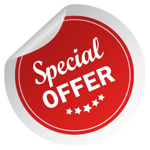 Punainen tarra, jossa teksti "Special Offer" korostaakseen erikoistarjouksen saatavuutta.