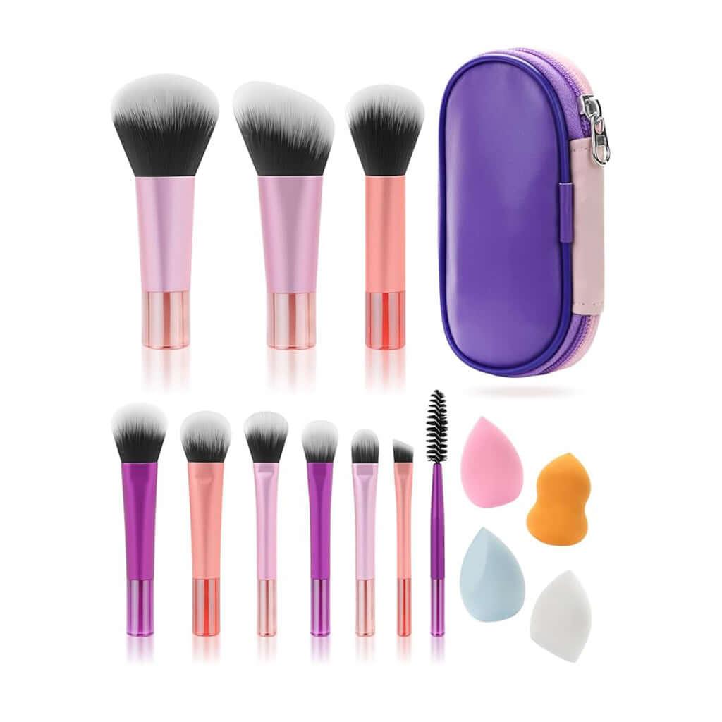 LumiPuro – Meikkisivellinsetti includes essential brushes for flawless makeup application and comes with a storage case.