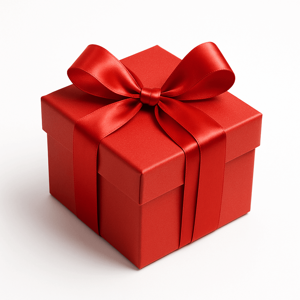 🎁 Ilmainen Lahja 🎁 - Red gift box with ribbon, symbolizing our exclusive free gift offer.