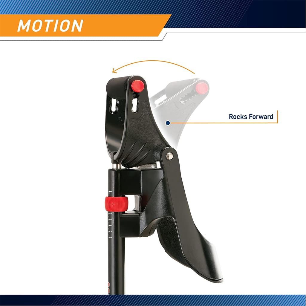 Close-up of LumiPuro GripFlex mechanism demonstrating rock forward motion for effective grip training.